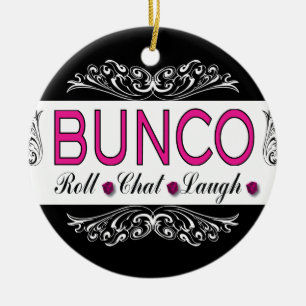 Buncoのロール、雑談、白黒ピンクの笑い セラミックオーナメント