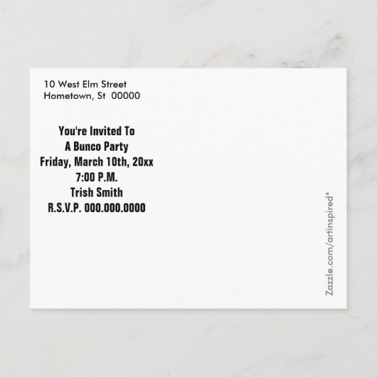 Buncoのヴィンテージのタイポグラフィの招待 インビテーションポストカード (裏面)