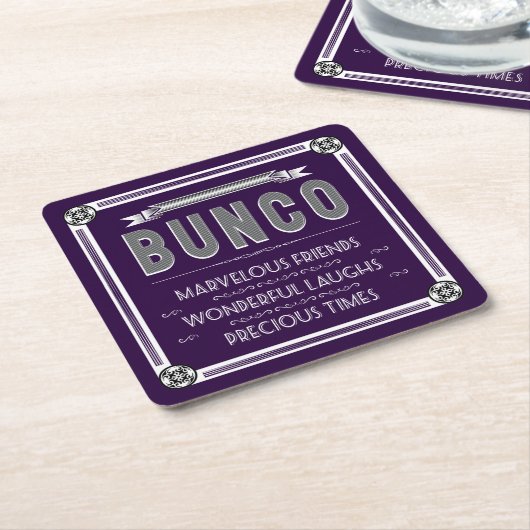 Buncoのヴィンテージのタイポグラフィ スクエアペーパーコースター (アングル)