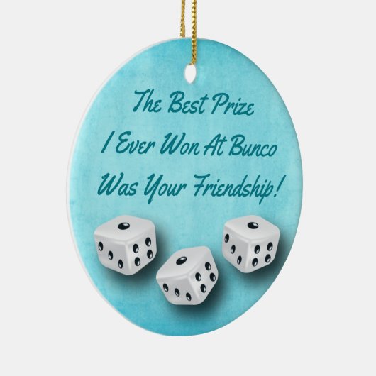 Buncoの友情のサイコロの水彩画のクリスマス セラミックオーナメント (右)