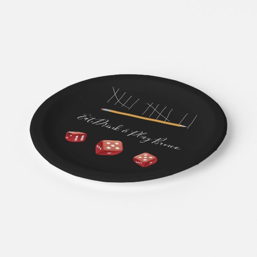 Buncoの赤い黒を食べ、飲み、そして遊んで下さい ペーパープレート (アングル)