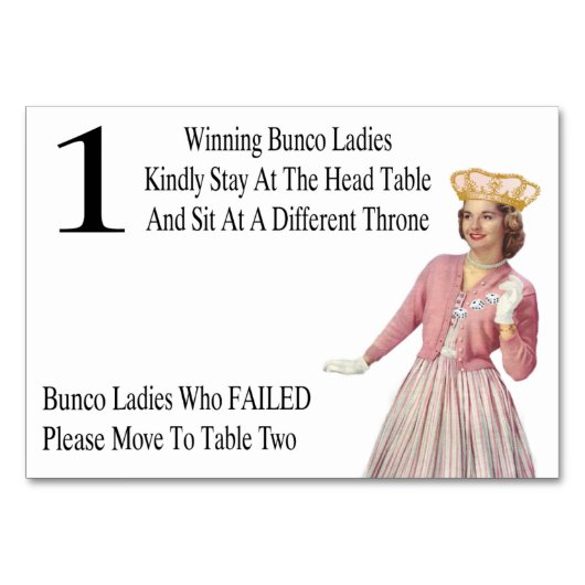 Buncoはおもしろいテーブル1枚から移動Queen #2 テーブルナンバー (裏面)