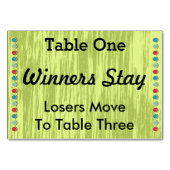 Buncoはテーブル数カード#1に点を打ちます テーブルナンバー (正面)