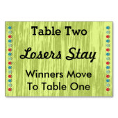 Buncoはテーブル数カード#2に点を打ちます テーブルナンバー (裏面)