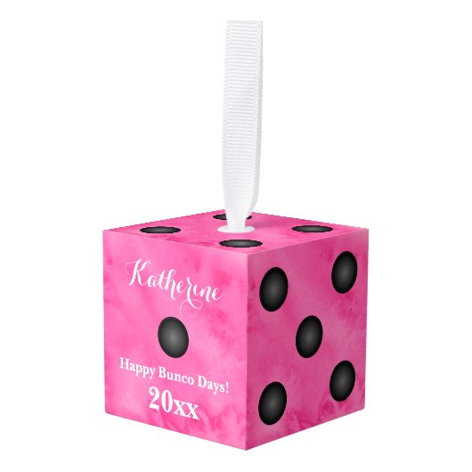 Buncoまたは文庫のモノグラムのなクリスマスのサイコロのオーナメント キューブオーナメント (正面アングル)