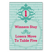 Buncoテーブルカード – プレイド#1 テーブルナンバー (裏面)