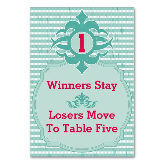 Buncoテーブルカード – プレイド#1 テーブルナンバー (正面)