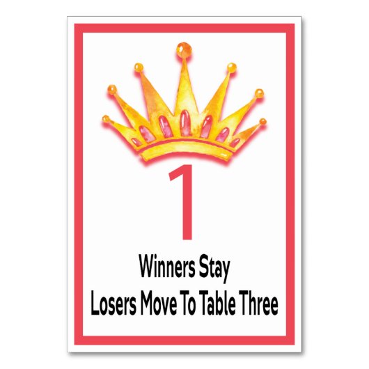 Bunco金ゴールドクラウンテーブルカード#1 テーブルナンバー (正面)