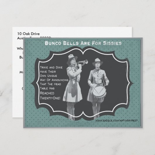 Bunco鐘はいくじなしのBuncoの招待の郵便はがきのためです インビテーションポストカード (正面/裏面)