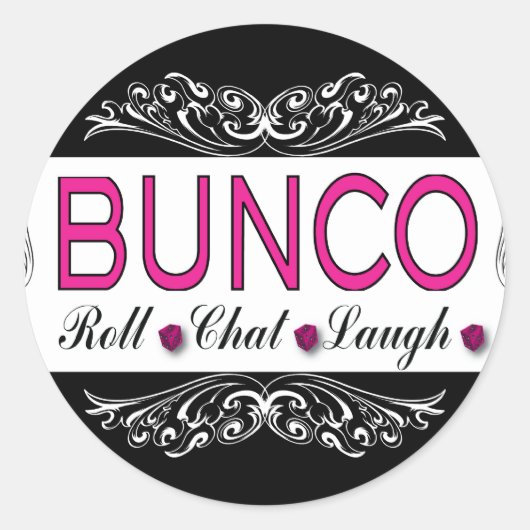 Bunco, 転がChat, Law In Pink, Black And White ラウンドシール (正面)