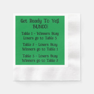Bunco Directions Napkin in Green 縁ありカクテルナプキン