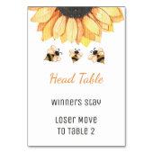 Bunco Sunflower Beeテーブルカードの作成 テーブルナンバー (裏面)