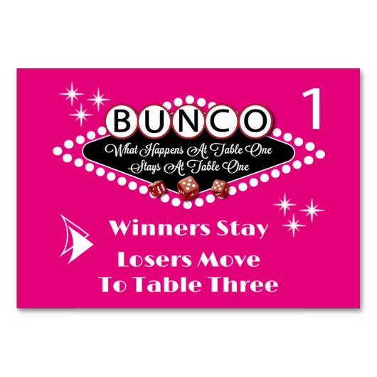 Bunco Table Card #1で発生する問題 テーブルナンバー (正面)