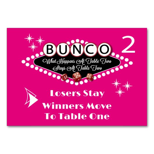 Bunco Table Card #2で発生する問題 テーブルナンバー (正面)