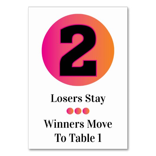 Bunco Table Cards Set - Circle 2 テーブルナンバー (正面)