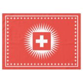 Bundesfeierのスイスの旗の国家的記念日のお祝い テーブルクロス (正面(横))