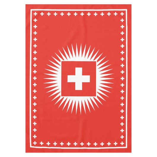 Bundesfeierのスイスの旗の国家的記念日のお祝い テーブルクロス (正面)