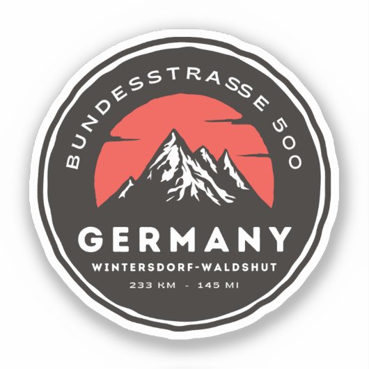 Bundesstraße 500、黒い森のドイツ道 B500 シール (正面)