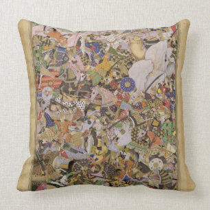 Bundiの戦い、Akbarnamaから、c.1590 (gouac クッション