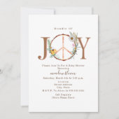 Bundle Of JoyフローラPeace Sign Bohoベビーシャワー 招待状 (正面)