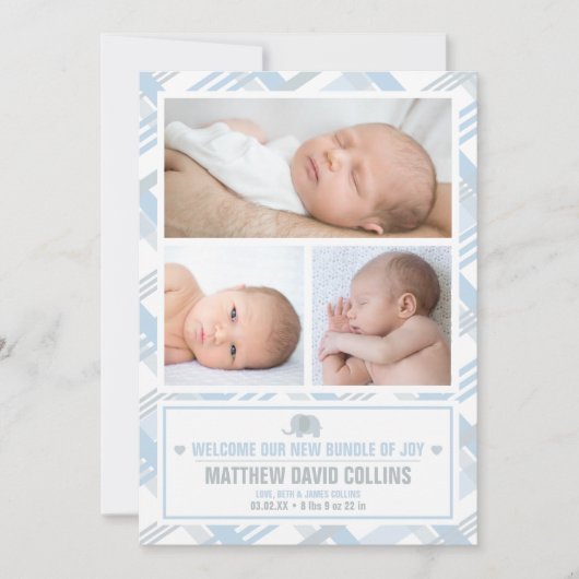 Bundle of Joy, Boy Birth Announcement 案内状 (正面)