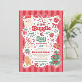Bundle Of Joy Christmas Coquette Bow Baby Shower 招待状 (スタンド正面)