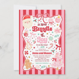 Bundle Of Joy Christmas Coquette Bow Baby Shower 招待状