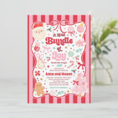 Bundle Of Joy Christmas Coquette Bow Baby Shower 招待状 (スタンド正面)