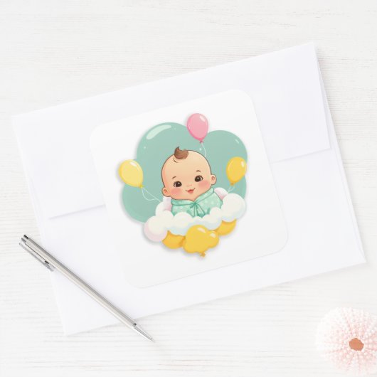 Bundle of Joy on the Way!" (Everyday, Gender-Neutr スクエアシール (封筒)