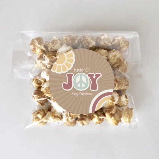 Bundle of Joy Peace Pink Brown Baby Shower Hippie ラウンドシール