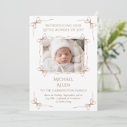Bundle of Joy Photo Birth Announcement Card 案内状 (スタンド正面)