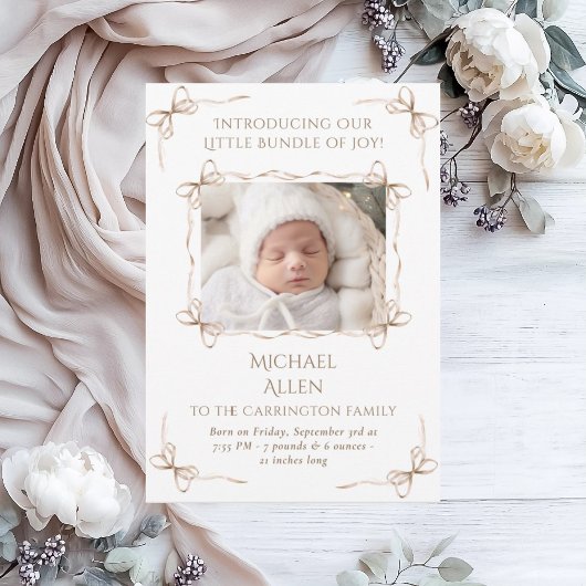 Bundle of Joy Photo Birth Announcement Card 案内状