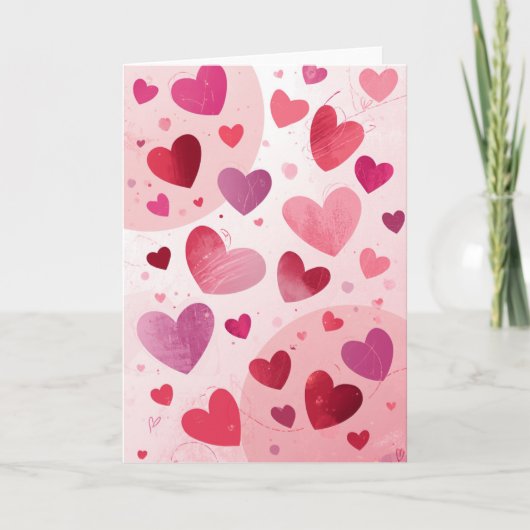 Bundles of Hearts Valentine's Day Blank FoldedCard カード (正面)