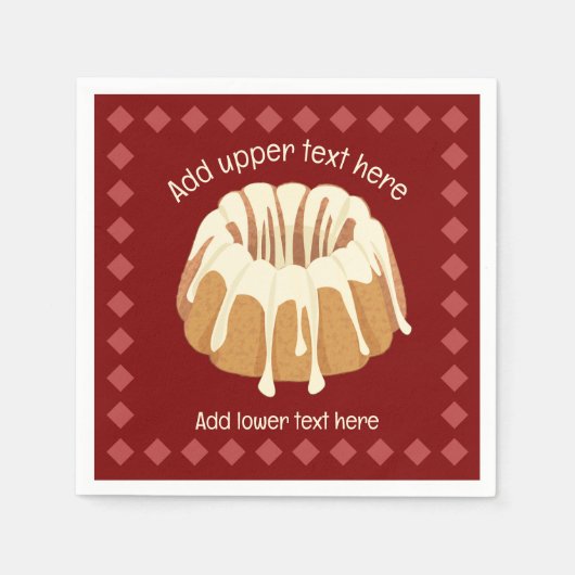 Bundtリングや輪型ケーキと霧雨 – 独自の文字を追加 スタンダードカクテルナプキン (正面)