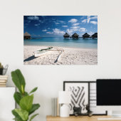 Bungalows from beach Motu Toopua ポスター (ホームオフィス)