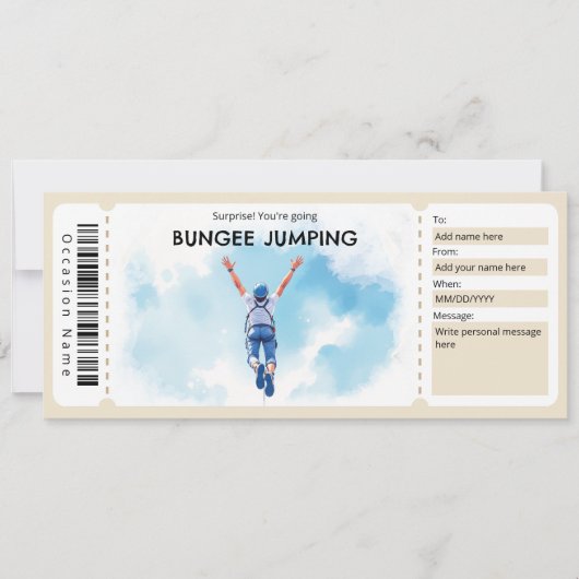 Bungee Jumping Ticket Gift Certificate 招待状 (正面)