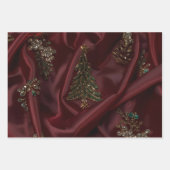 Bungundy Silk-Look Diamond Encrusted ラッピングペーパーシート (正面3)