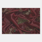 Bungundy Silk-Look Diamond Encrusted ラッピングペーパーシート (正面2)