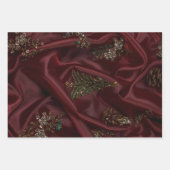 Bungundy Silk-Look Diamond Encrusted ラッピングペーパーシート (正面)