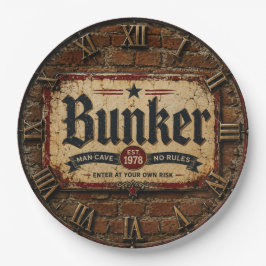 Bunker Man Cave Vintage Pub Bar Garage Decor ペーパープレート