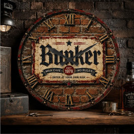 Bunker Man Cave Vintage Pub Bar Garage Decor ラージ壁時計
