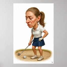 Bunker Trouble - Golf Art Print ポスター