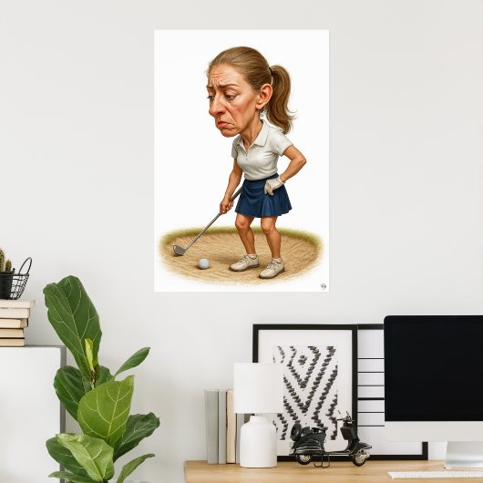 Bunker Trouble - Golf Art Print ポスター (ホームオフィス)