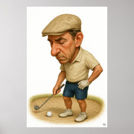 Bunker Trouble - Golf Art Print ポスター