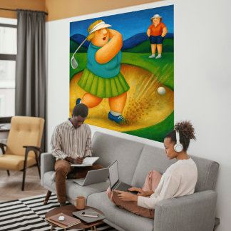 Bunker Trouble- Large Wrapped Canvas Golf Print キャンバスプリント