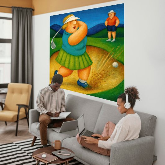 Bunker Trouble- Large Wrapped Canvas Golf Print キャンバスプリント