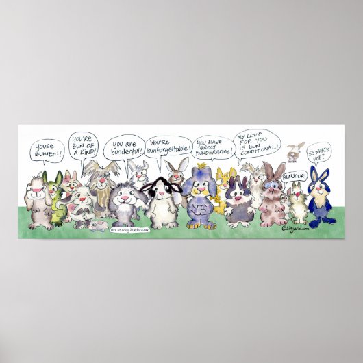 Bunlimited Upliftment-Feel Good Rabbit Love Puns ポスター (正面)