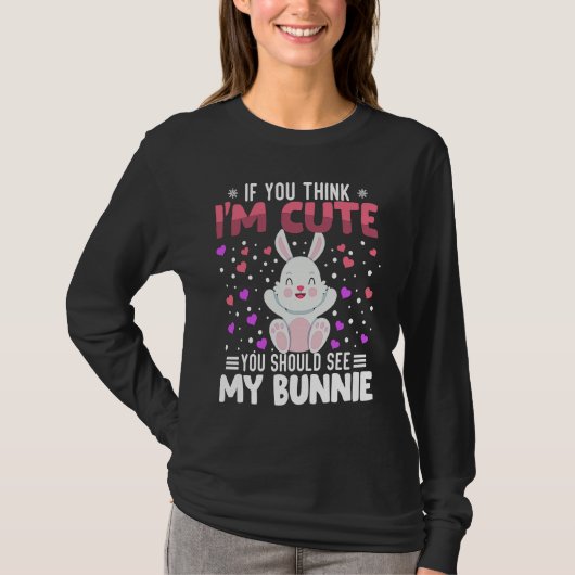 Bunnie Heart Valentine's Day Animal For Womens Kid Tシャツ (正面)