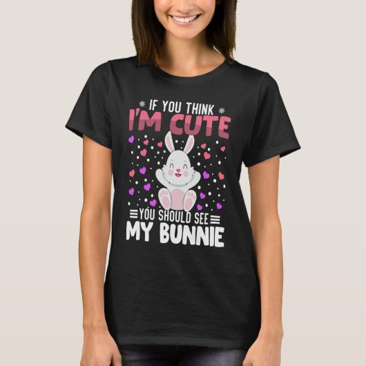 Bunnie Heart Valentine's Day Animal For Womens Kid Tシャツ (正面)