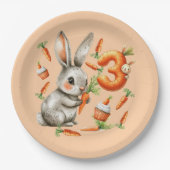BunniesとCarrots 3rd誕生日パーティー ペーパープレート (正面)